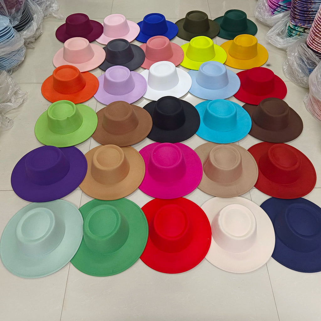 British Style 8CM Wide Brim Fedora Hat Women's Fashion Autumn/Winter Pork Pie hat Wedding Hat Jazz Hat Gorras para hombres