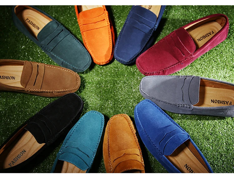 Men's Casual Fashion Genuine Leather Loafers Moccasins Slip-On Driving Shoes 38-50 Size Range Male Flats Comfort Footwear