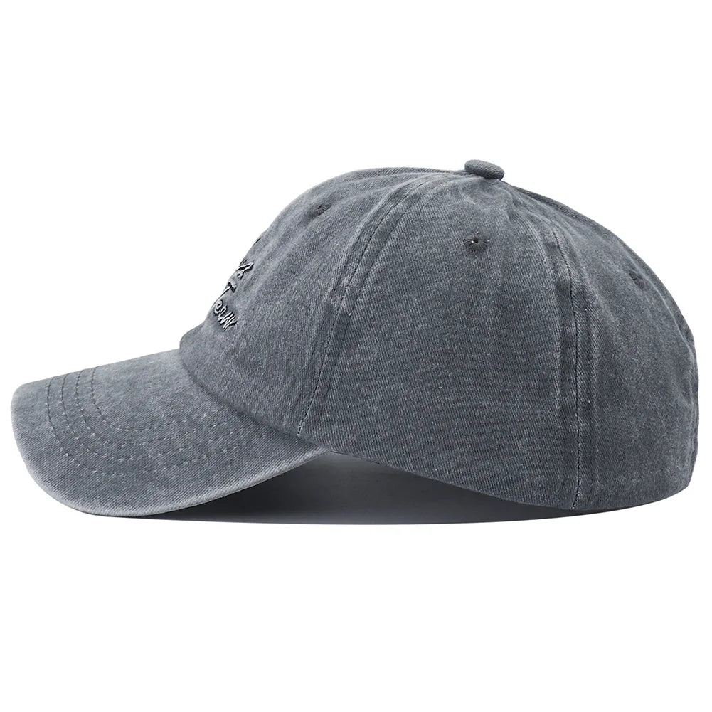 Unisex Letter Embroidery Washed Cotton Baseball Cap Adjustable Vintage Distressed Dad Hats for Women Men Gorras Para Hombres