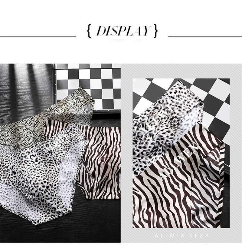 Choice Ropa interior hombre 3D convex pouch calzoncillos hombres leopard print sissy gay man underwear ice silk sexy tоy mens