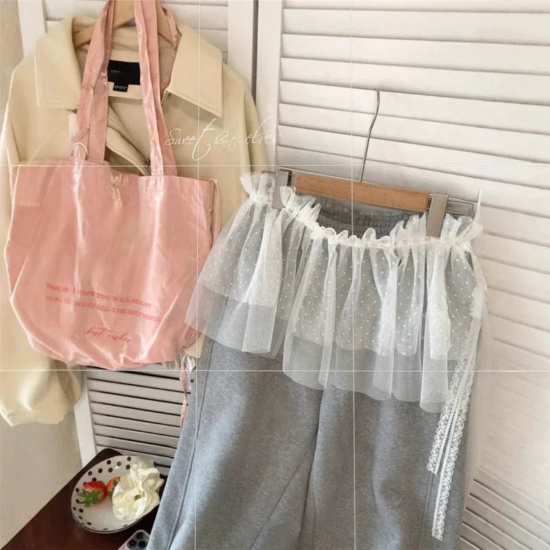Elegant Polka Dot Lace Embroidery White Lace Half Skirt Women's Design Layered Short Skirt Korean High Waist A-Line Skirt Apron