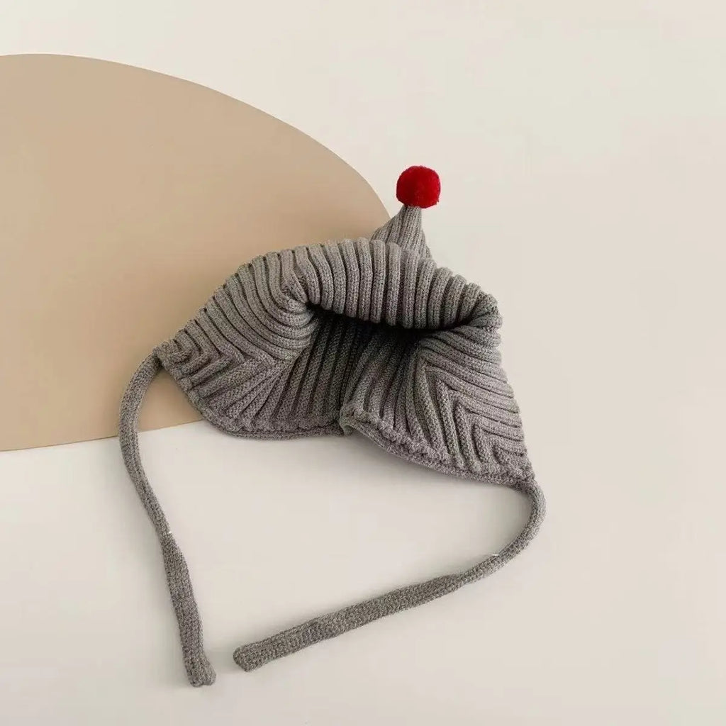 0-24M Baby Beanie Newborn Elf Hat Spring Autumn Knitted Windproof Warm Earflap Cap With Pom Pom