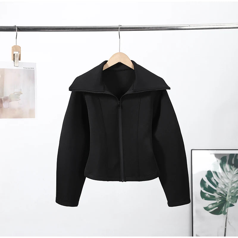 Women's Napoleon Style Black Cropped Jacket Coat Long Sleeve Tops Braided Button Trim Vintage Slim Fit Fashion Lady Outerwear