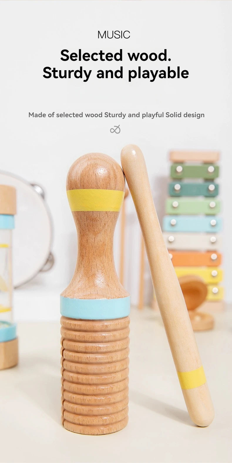 Interactive Musical Toy Wooden Toys Child Percussion Instruments Early Educational Toys Birthday Gifts for Toddlers Girl Boy