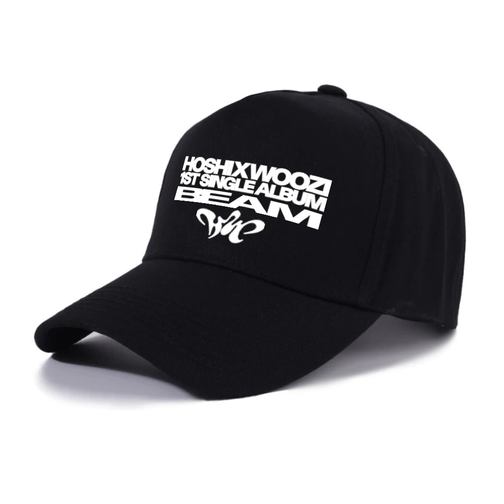 Kpop 17 Athletic Baseball HOSHI X WOOZI 1st Single Album BEAM CARAT Cap Graphic Print Ponytail Hats Gorras Para Hombres
