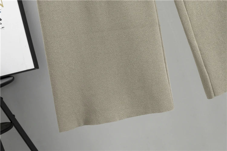 2026 Winter And Autumn Fashionable Elegant Women's Knitted 3-Piece Set cardigan Women's Sweater Women's Wide Leg Pants