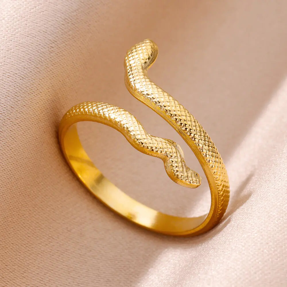 Snake Rings for Women Men Waterproof Stainless Steel Ring Gothic Gold Color Couple hombres Aesthetic Jewelry anillos mujer