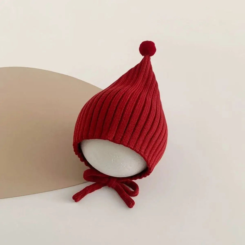 0-24M Baby Beanie Newborn Elf Hat Spring Autumn Knitted Windproof Warm Earflap Cap With Pom Pom