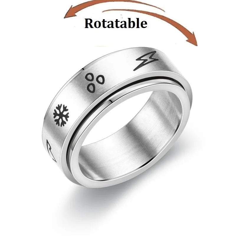 Titanium Steel Rotatable Chain Fidget Spinner Mens Rings Multifunction Anti Stress Knuckle Ring Accessories Anillo Hombres