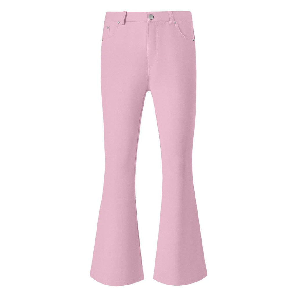 Flare Pants Men Spring Solid Color Daily Simple Classic Trousers Chic Comfortable Hip Hop Mopping Bottoms Disco Flared Pants