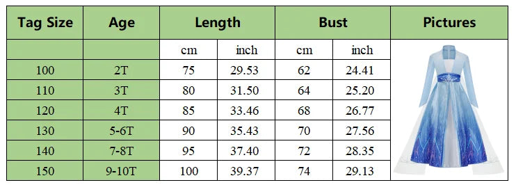 2026 Elsa Frozen Princess Costume For Girl Birthday Party Long Sleeve Halloween Cosplay Carnival Clothing Kids Dress For Girls