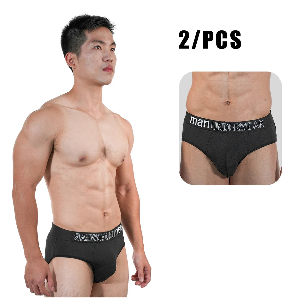 2Pcs Men‘s Large Briefs Mens Comfortable Underpants Man Sexy Gifts Underwear Stunend Breathable Triangle Panties Para Hombres
