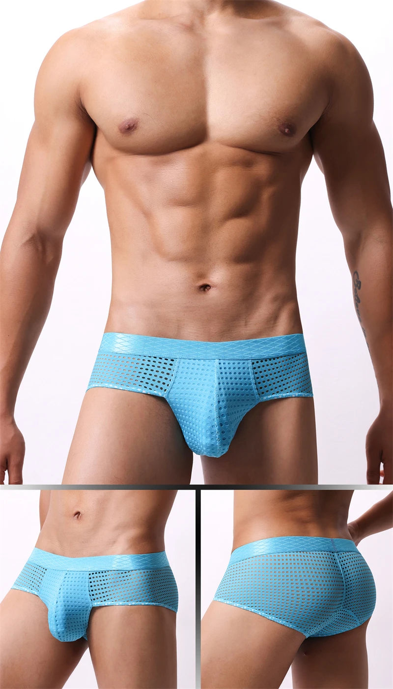 sexy tоy mens underwear Breathable mesh ropa interior hombre low waist calzoncillos hombres wide waistband sissy gay boxers new