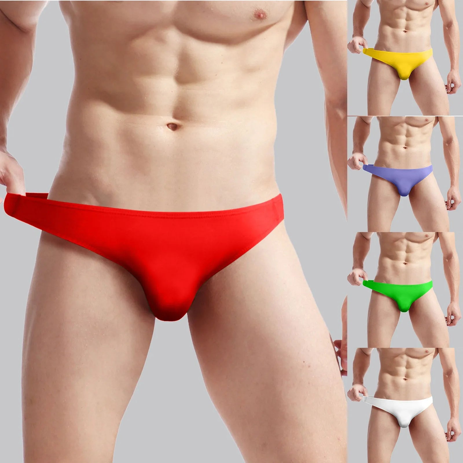 Solid Color Briefs Bulge Pouch Men'S Panties Low Waist Underwear Casual Ropa Interior Hombres Homewear Cueca Gay Panties 2024