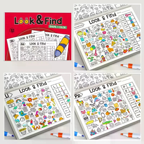 1 Set Interactive Educational Toys Look & Find Visual Puzzle Book For Kids With Color And Shape Search Activities