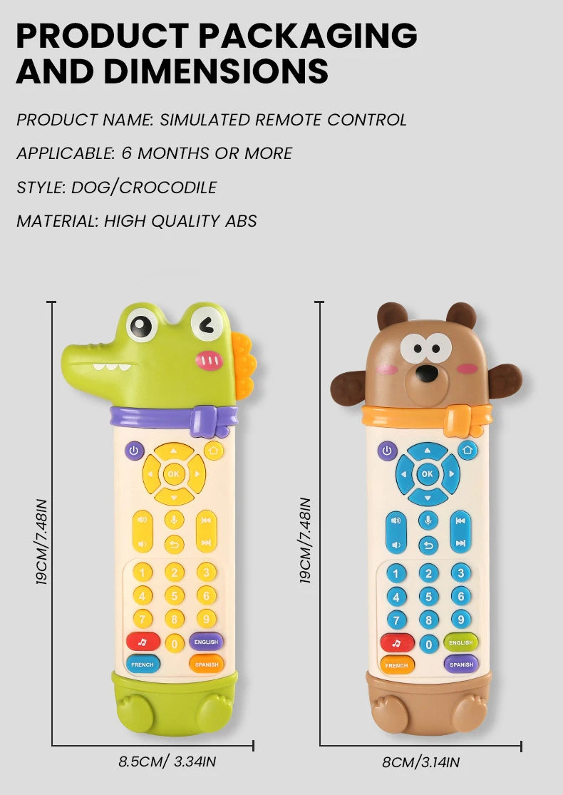 Infant Simulation TV Remote Control Toys with Music and Light Musical Baby Toy Sensory Remote Kid Baby Toys for 1 2 3 Year Old