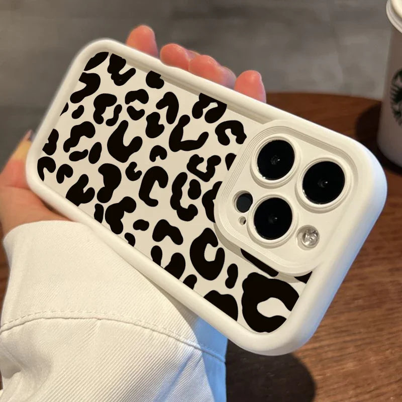 Leopard Print Pattern Phone Case for IPhone 11 12 13 14 15 Pro Max X XR XS Max 7 8 Plus SE2 Shockproof Silicone Soft Back Cover