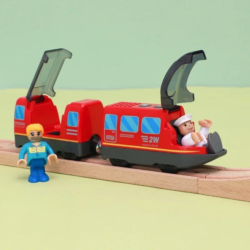 Interactive Playtime Joy Wooden Track Electric Train Toy with Magnetic Slot and Diecast Railway for Children