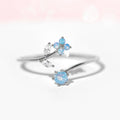 Ins Y2K Style Fahion Jewelry Aesthetic Charms Zircon Blue Flower Adjustable Opening Ring For Women anillos para hombres