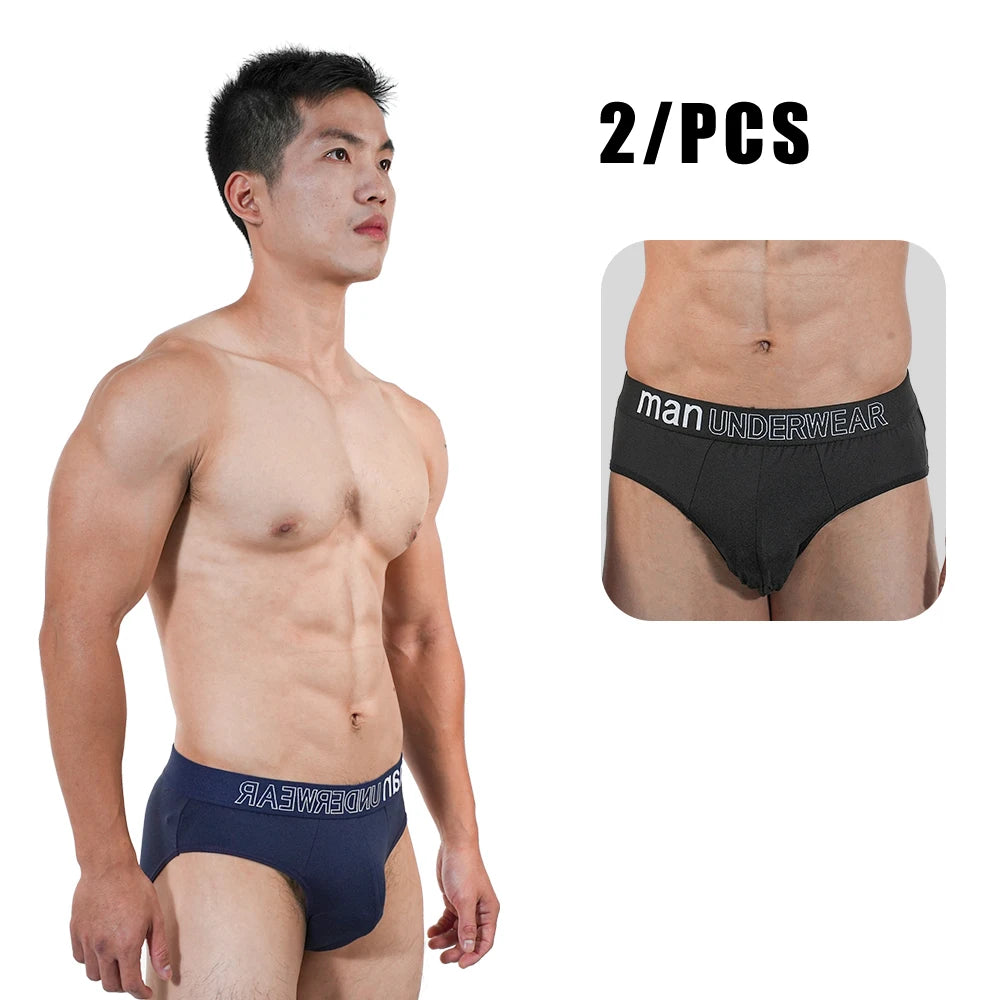 2Pcs Men‘s Large Briefs Mens Comfortable Underpants Man Sexy Gifts Underwear Stunend Breathable Triangle Panties Para Hombres