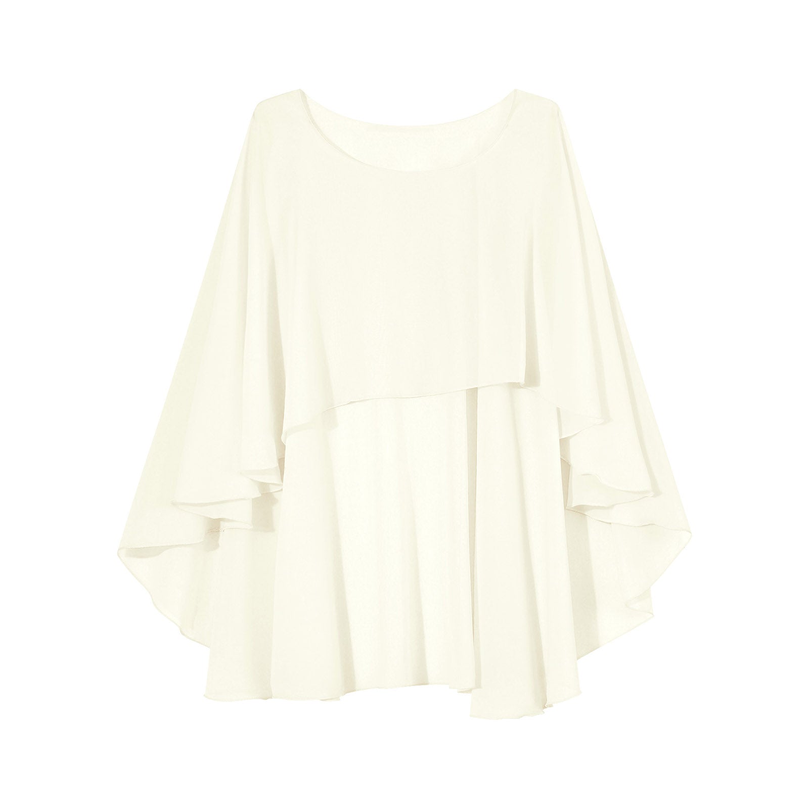Women Chiffon Solid Pullover Capes Shawl Hi-low Hem Thin Soft Shrug Ponchos for Wedding Bridal Bridesmaid Evening Party Dress
