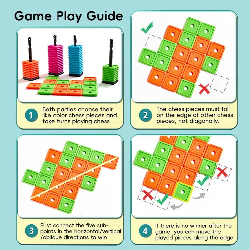 Portable Five-in-a-Row Game For Kids And Adults, Interactive Desktop Strategy Game With Colorful Pieces, Strategy Board Game