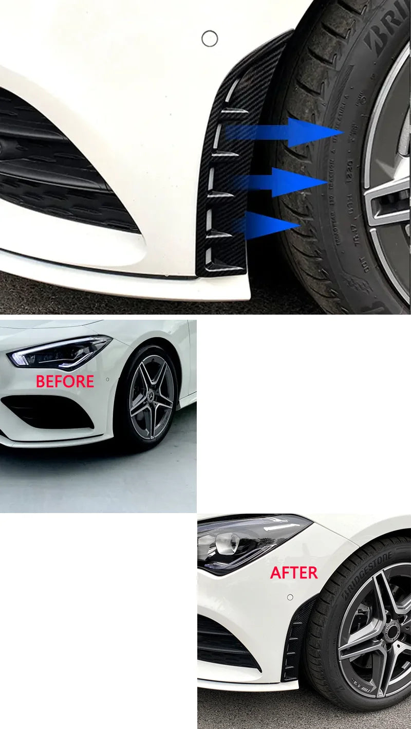 Fit For Mercedes-Benz Accessories C118 CLA180 CLA200 2020+ Front Bumper Canard Side Air Vent Splitter Fins Decorative Cover