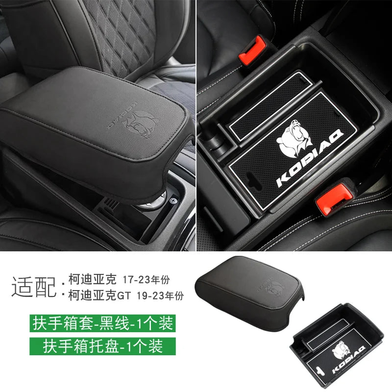 Car Accessories For Skoda Kodiaq 2017-2024 Car Center Console Arm Rest Protection Cushion Armrests Storage Box Cover Pad