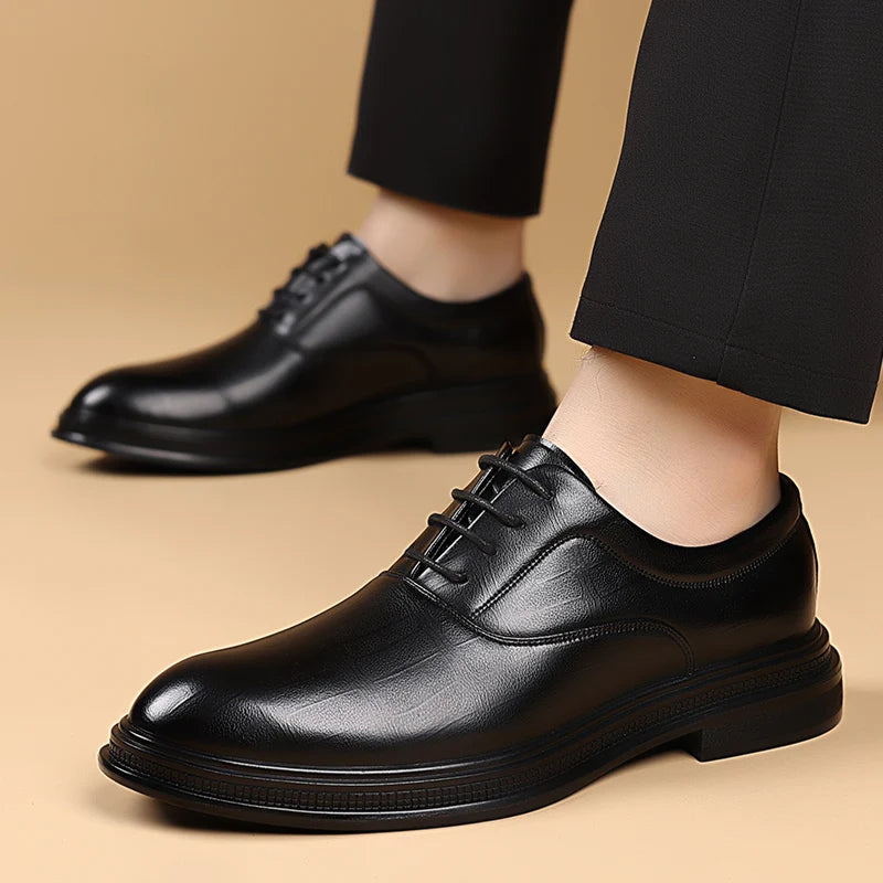 Men Dress Shoes Black Soft Leather Men Heighten Formal Shoes Casual Business Men Oxfords Suit Shoes