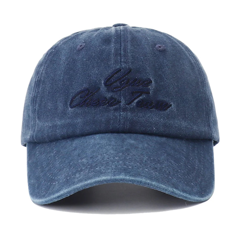 Unisex Letter Embroidery Washed Cotton Baseball Cap Adjustable Vintage Distressed Dad Hats for Women Men Gorras Para Hombres