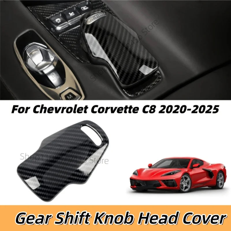 Car Accessories For Chevrolet Corvette C8 2020-2025 ABS Carbon Fiber Style Interior Gear Shift Knob Head Cover Trim 1pcs