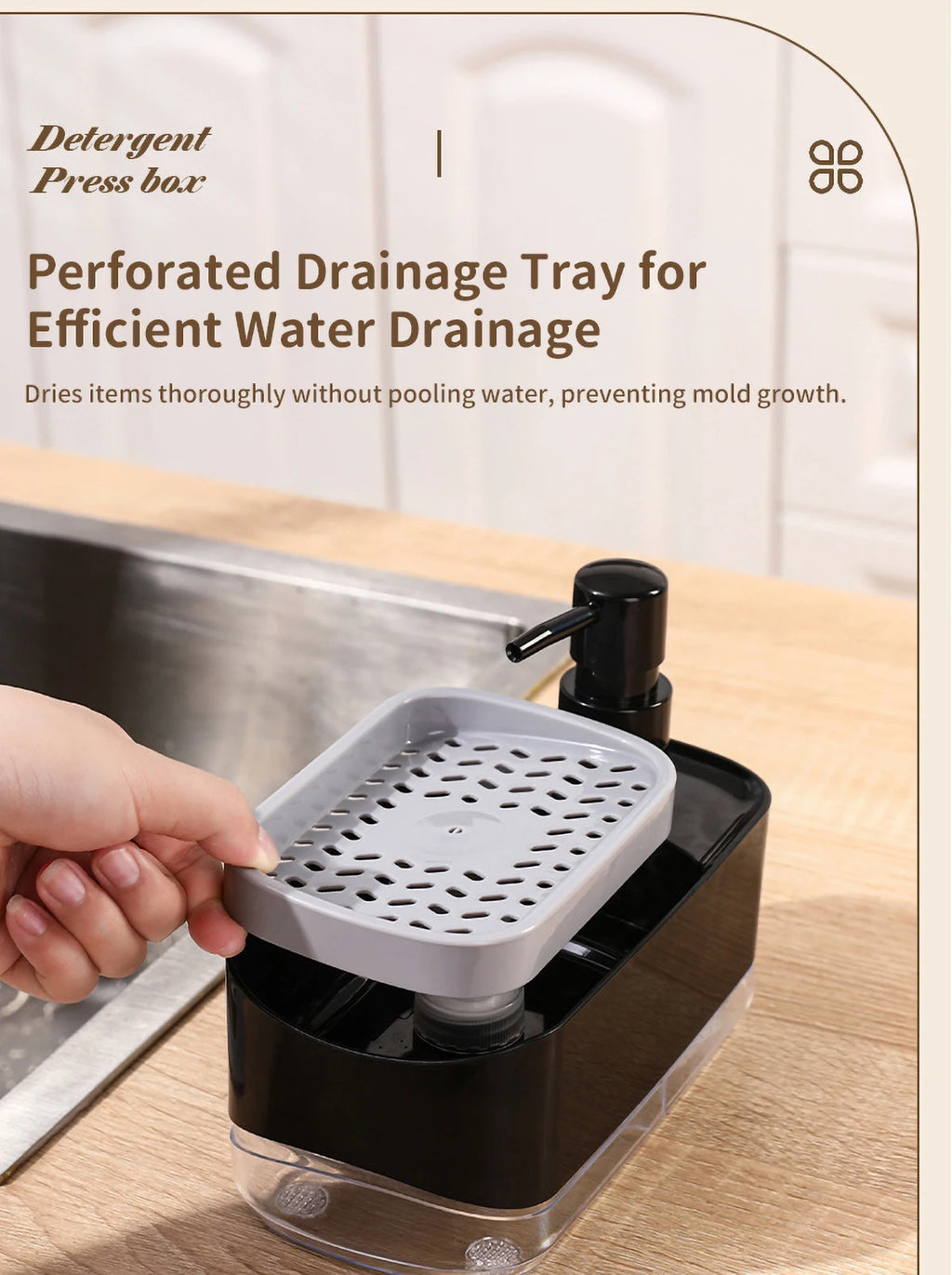 Dishwasher Dispenser, Press Type Manual Soap Dispenser, 2-in-1 Liquid Dispensing Methods, Easy to Detachable and Washable Sponge