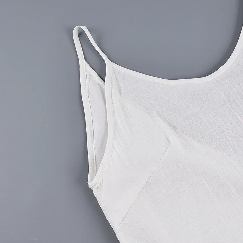 Linad Summer Casual White Long Dress Sexy Loose Backless Split Dresses Woman Street Chic V Neck Straight Dress For Women 2025