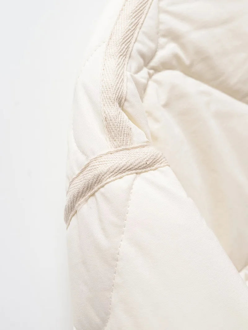 ETJ 2025  Spring new women's vintage crewneck quilted cotton-padded loose version of quilted casual jacket