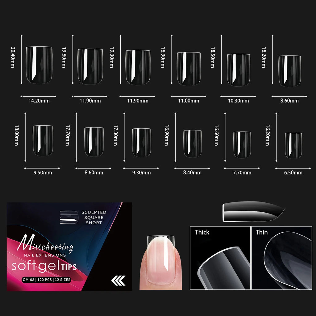 120/140pcs Almond Stiletto False Nail Tips Clear Soft Fake Nails Extension For Home DIY Nail Salon Manicure Press On Nails