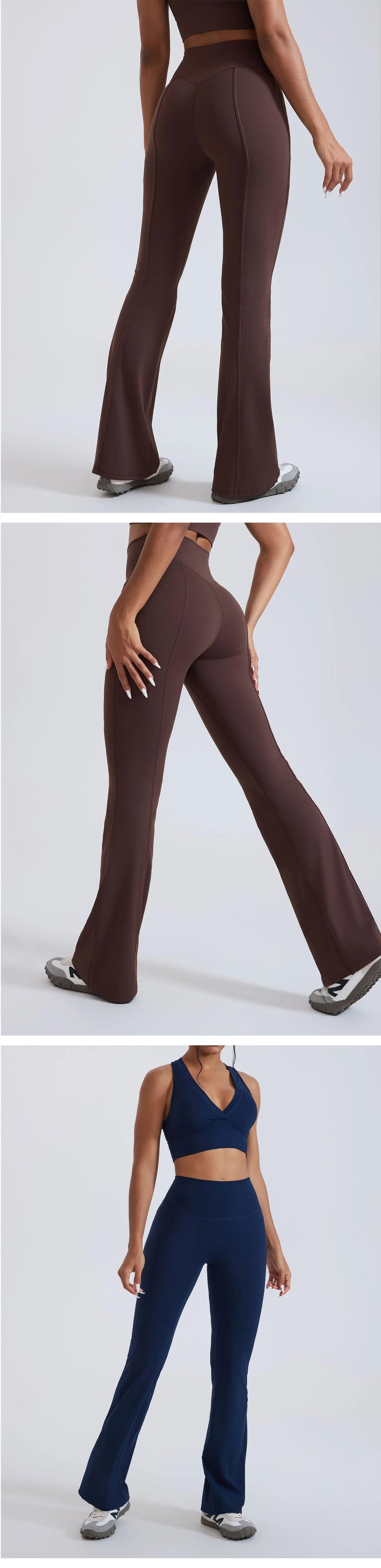 Yoga Flared Pants Women High-Waist Sports Bell Bottom Trousers Gym Fitness Leggings Naked Feel Pilates Running Sports Trousers