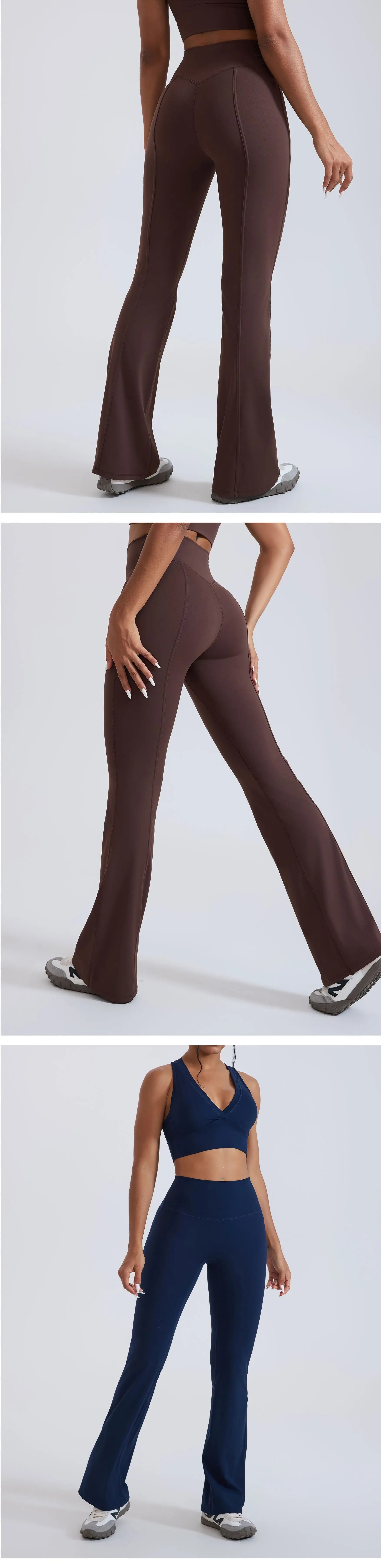Yoga Flared Pants Women High-Waist Sports Bell Bottom Trousers Gym Fitness Leggings Naked Feel Pilates Running Sports Trousers