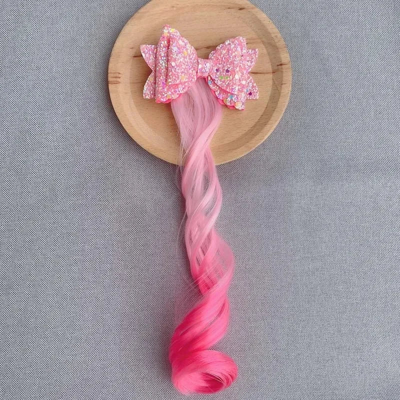 Children Unicorn Colorful Wig Hairpins Hair Accessories Kids Girls Hairclip Fake Hair Twist Braid Headdress Hair Clips Barrettes