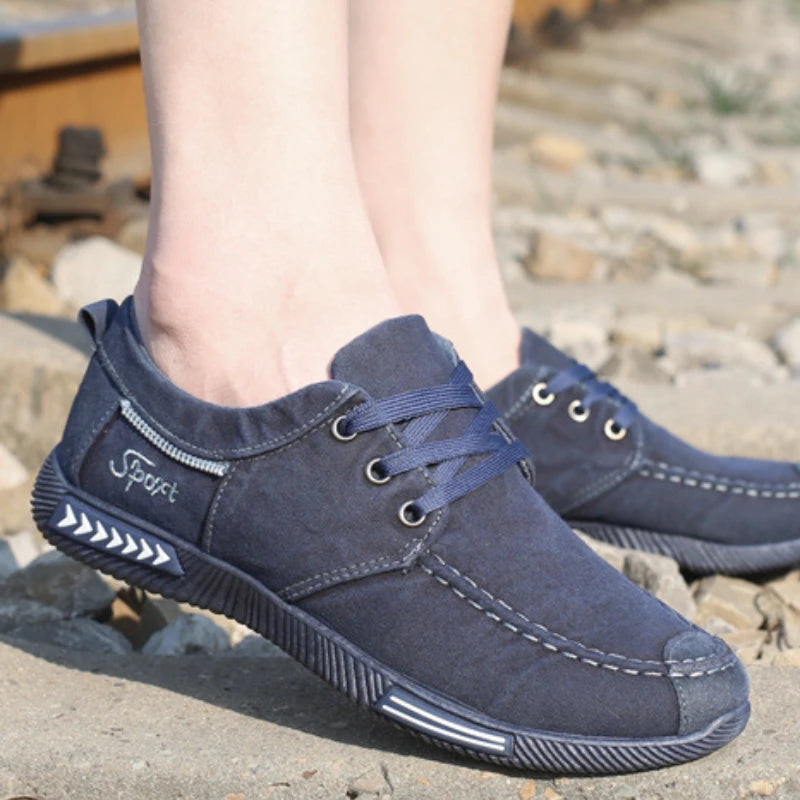 Denim Men Shoes Flat Walking Sneakers Fashion Male Canvas Shoes 2025 New Comfortable Casual Shoes for Men Brand Tenis Hombres