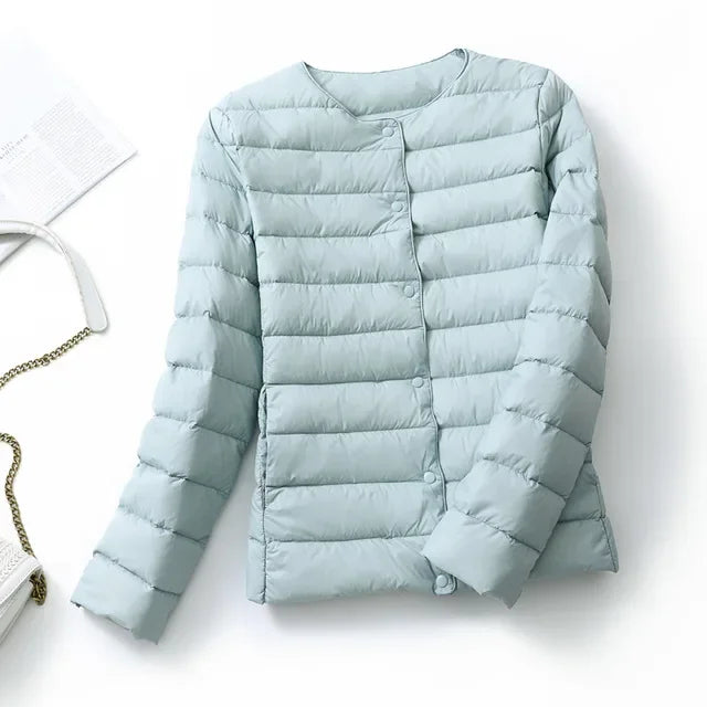 2024 New Spring Winter Women Liner Warm Down Jackets Ultralight Collarless Portable Female Padded Parkas O-Neck Puffer Overcoat