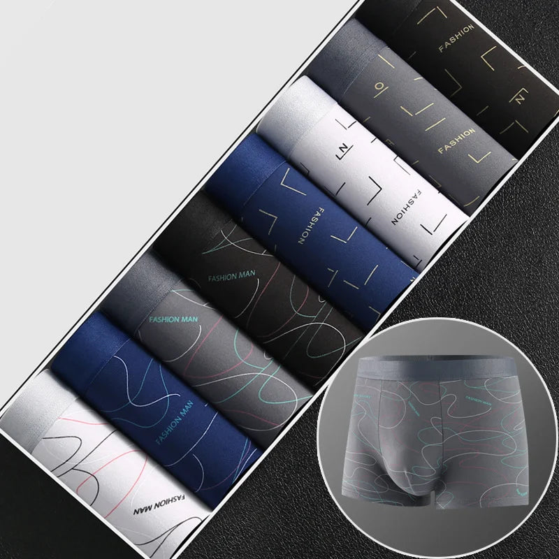 8Pcs Men Underwear Men BoxerShorts Men Printed Panties Soft Comfortable Men Underpants Man Sexy Breathable Fashion Sports Boxers