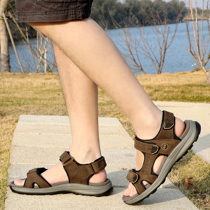 Men's Sandals outdoor Summer Comfortable Men Shoes Soft genuine leather Men Roman Sandals Men Water Trekking Sandals men