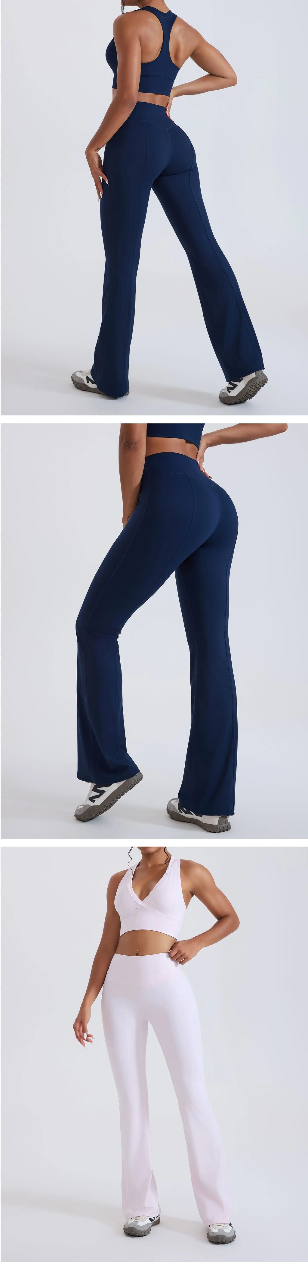 Yoga Flared Pants Women High-Waist Sports Bell Bottom Trousers Gym Fitness Leggings Naked Feel Pilates Running Sports Trousers