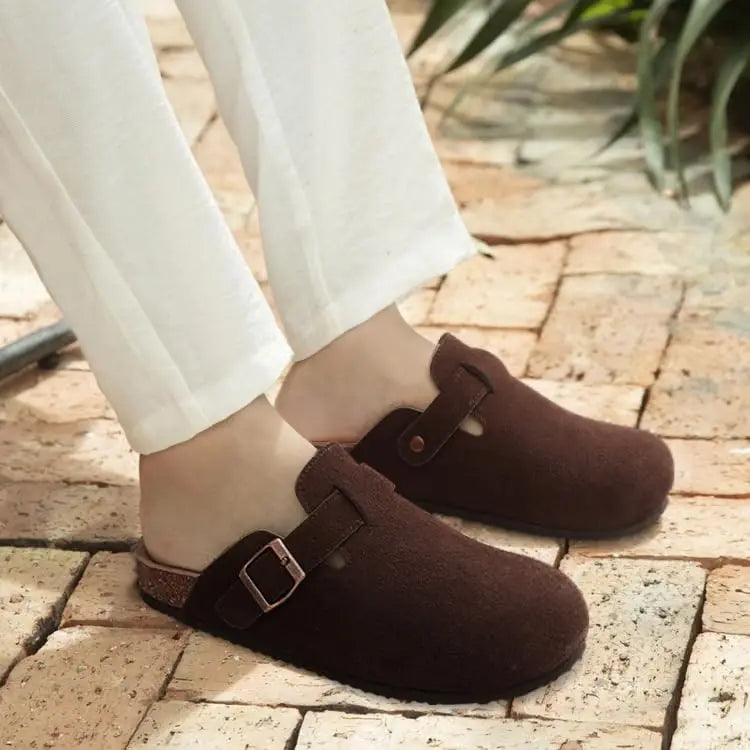 Shevalues Men Clogs Slippers Cow Suede Clogs For Men Leather Mules Men Fashion Beach Shoes Men Outdoor Classic Cork Sandals Men