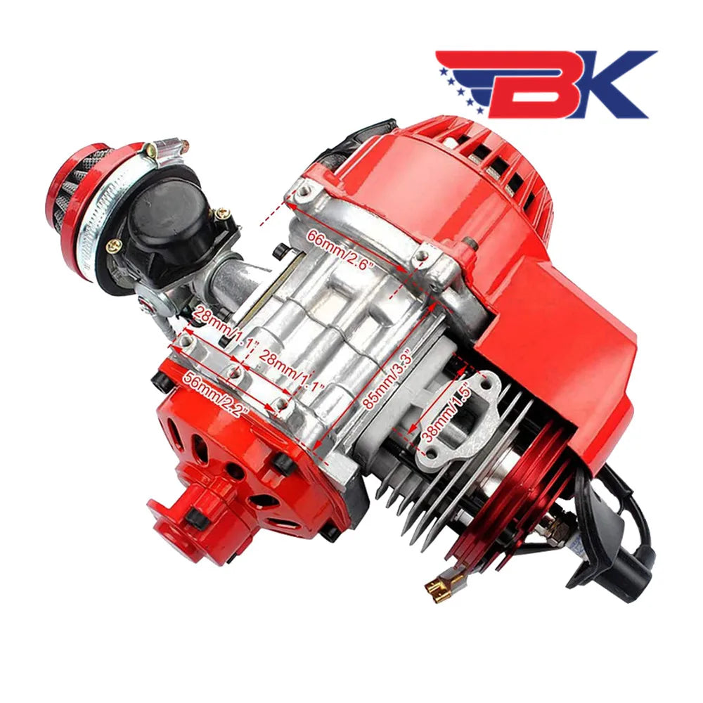 NEW Mini Moto 47cc 49cc Engine For Racing 2-Stroke Pocket Quad Dirt Bike ATV Red