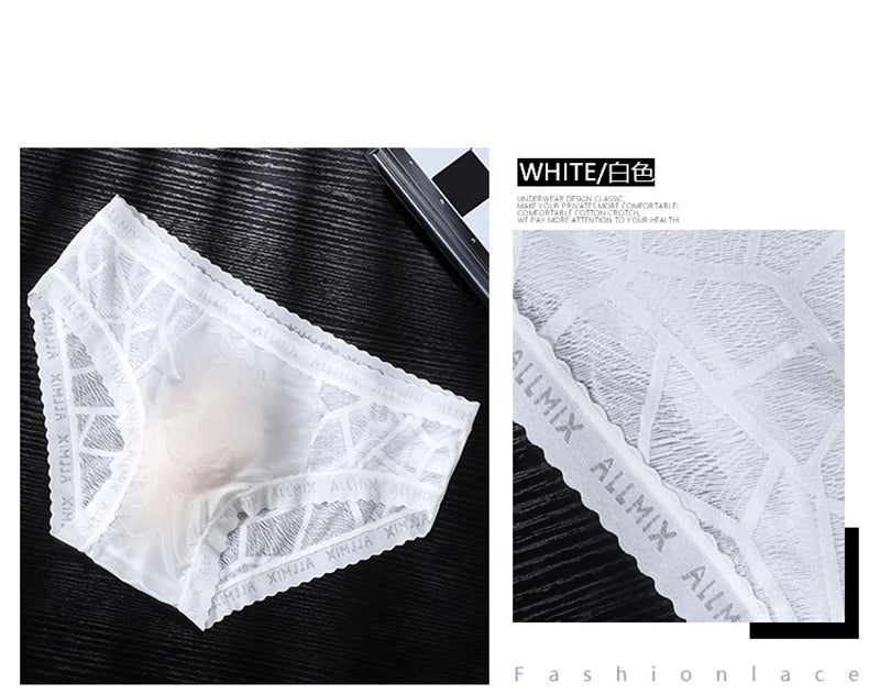Ropa interior hombre 3D letter sissy gay calzoncillos hombres U convex sexy tоy mens sexy underwear ice silk lace thin calcinha