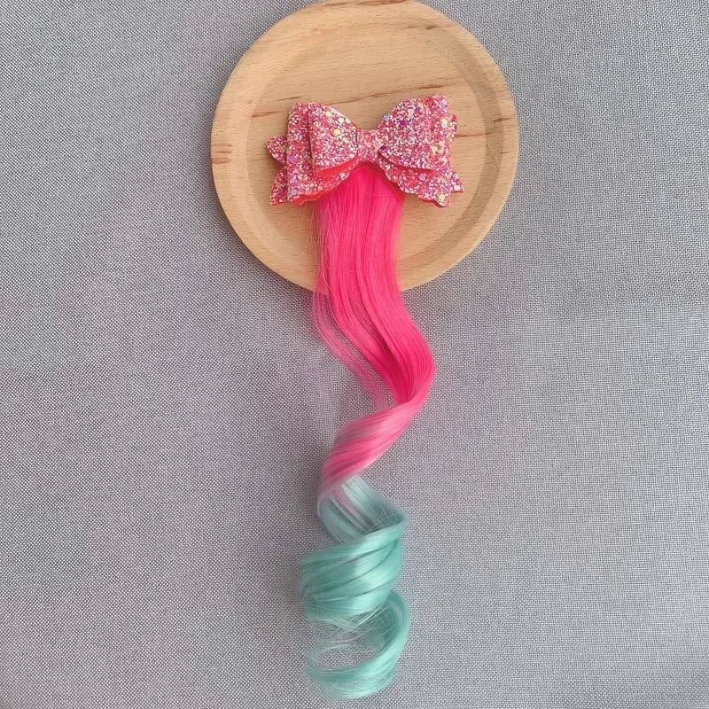 Children Unicorn Colorful Wig Hairpins Hair Accessories Kids Girls Hairclip Fake Hair Twist Braid Headdress Hair Clips Barrettes