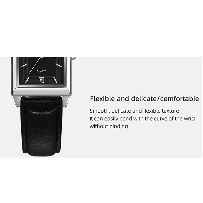 New Casual Leather Men's Square Quartz Watch Korean Student Calendar Watch Men Relojes Para Hombres