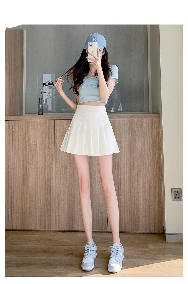 Preppy Style Women Pleated Skirts Summer High Waist Zipper Girls Dancing JK Mini Skirts Black Fashion Student A Line Faldas 2025