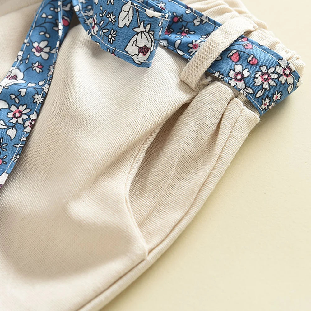 Melario Toddler Kids Baby Girl Floral Blue Blouse T-shirt Pants Summer 2PCS Suit Infant Girl Clothes 2-6 Years New Girls Outfits